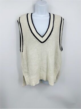 Abercrombie And Fitch Cream Boho Baggy Slouchy Sweater Vest Size Small